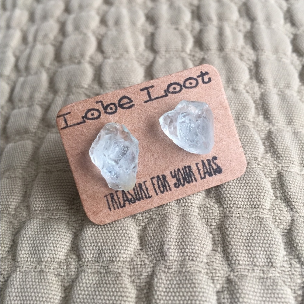 Raw Natural Aquamarine Gemstone Earrings